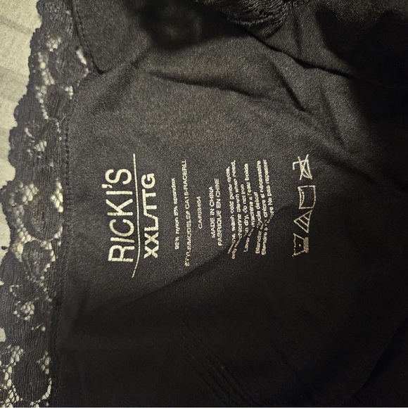 Rickis Black Rouched Lace Tank, Size XXL - Picture 3 of 4